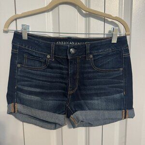 American Eagle Outfitters Midi Jean Shorts, Size 6, Dark Wash